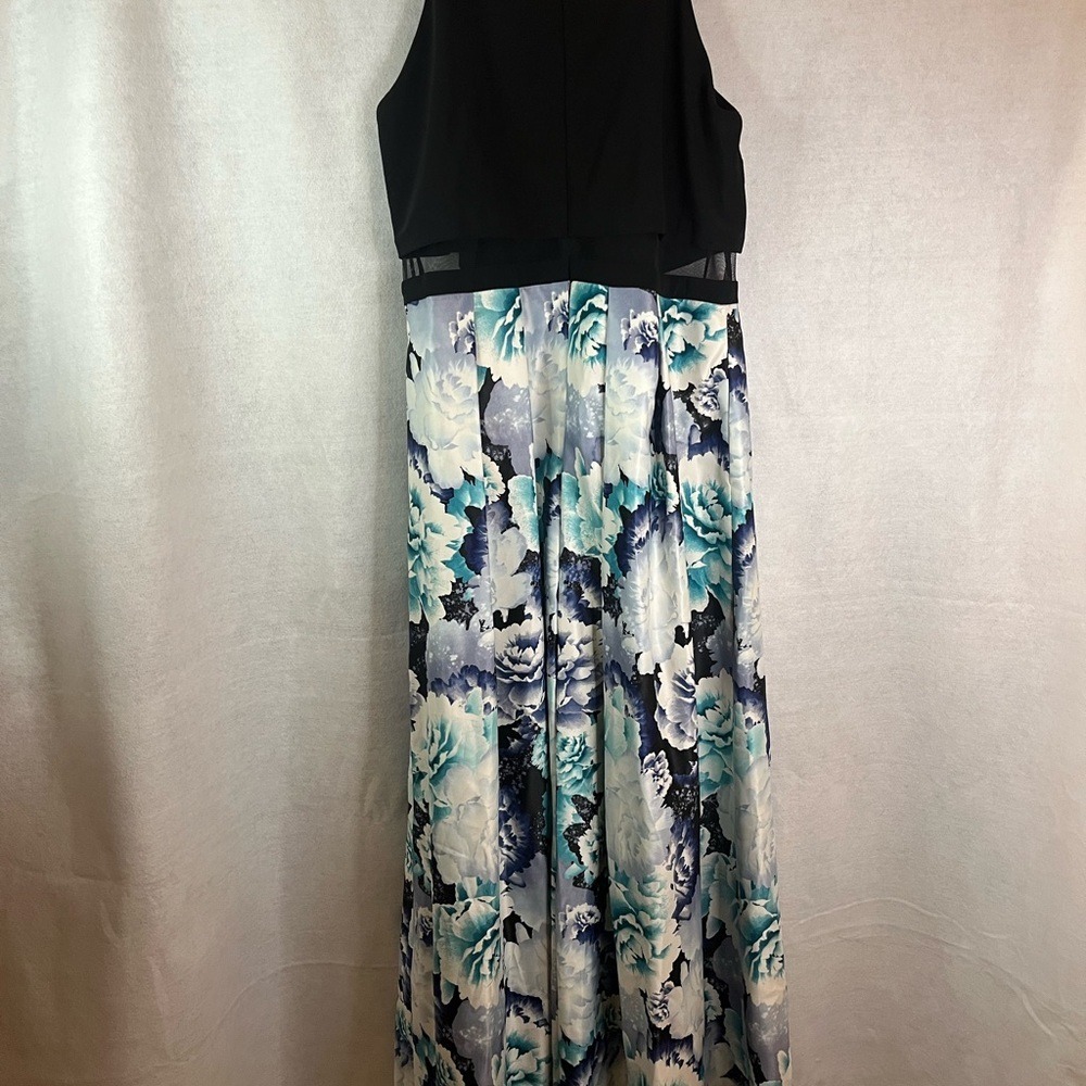 Betsy And Adam Illusion Two Piece Halter Dress Mesh Waist Satin Maxi Dress Sz 20 - Picture 7 of 11